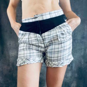 UNDER.LIGNE high waisted summer silk plaid shorts